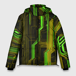 Куртка зимняя мужская Кибер схема зелёная, цвет: 3D-светло-серый