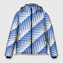 Куртка зимняя мужская Голубая белая диагональ, цвет: 3D-черный