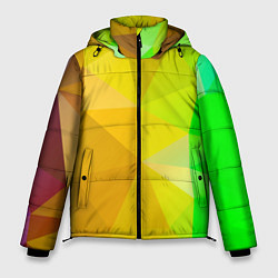 Куртка зимняя мужская Жёлто-зелёная геометрия, цвет: 3D-черный