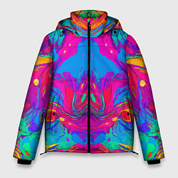 Куртка зимняя мужская Красочная зеркальная абстракция - мода - нейросеть, цвет: 3D-черный
