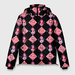 Куртка зимняя мужская Клеточка black pink, цвет: 3D-красный