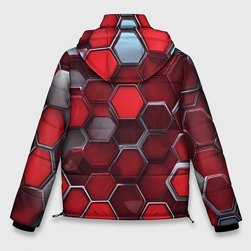 Мужская зимняя куртка Cyber hexagon red / 3D-Светло-серый – фото 2