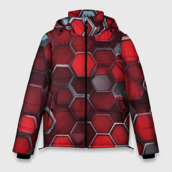 Куртка зимняя мужская Cyber hexagon red, цвет: 3D-красный