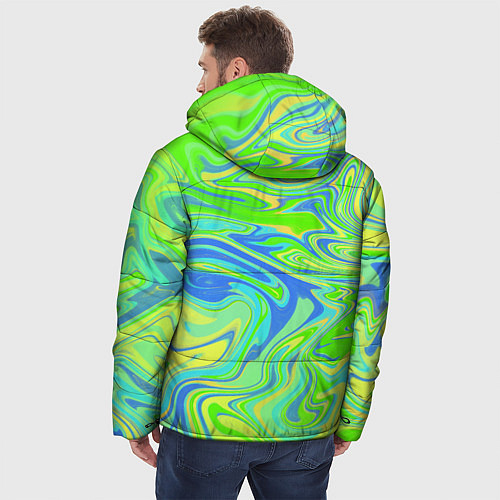 Мужская зимняя куртка Неоновая абстракция волны / 3D-Светло-серый – фото 4