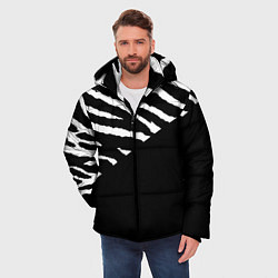 Куртка зимняя мужская Полосы зебры с черным, цвет: 3D-черный — фото 2