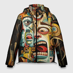 Мужская зимняя куртка Живопись с лицами в стиле Пабло Пикассо