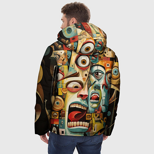 Мужская зимняя куртка Живопись с лицами в стиле Пабло Пикассо / 3D-Красный – фото 4