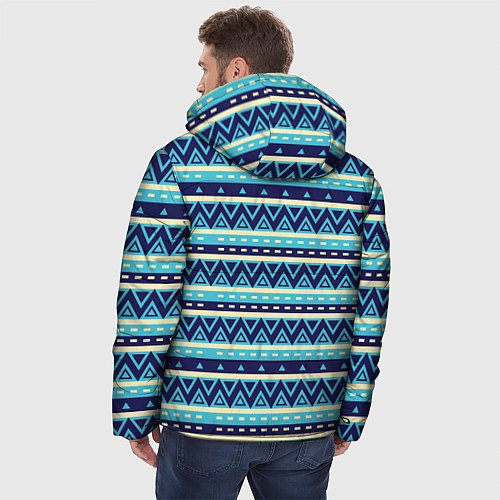 Мужская зимняя куртка Синяя этника / 3D-Красный – фото 4