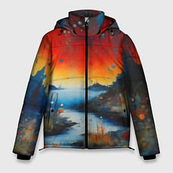 Куртка зимняя мужская Импрессионистская абстрактная живопись, цвет: 3D-красный
