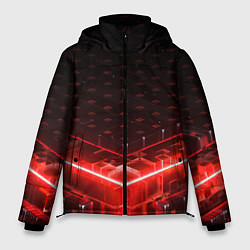 Куртка зимняя мужская Неоновые плиты - красные, цвет: 3D-светло-серый