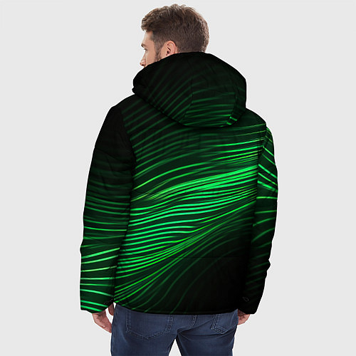 Мужская зимняя куртка Green neon lines / 3D-Красный – фото 4
