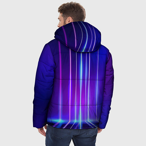 Мужская зимняя куртка Neon glow - vaporwave - strips / 3D-Красный – фото 4