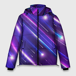 Куртка зимняя мужская Неоновый звездопад - полосы, цвет: 3D-черный