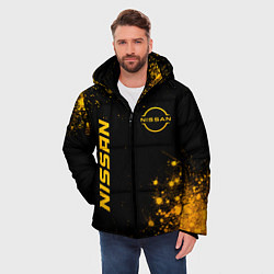 Куртка зимняя мужская Nissan - gold gradient: надпись, символ, цвет: 3D-черный — фото 2