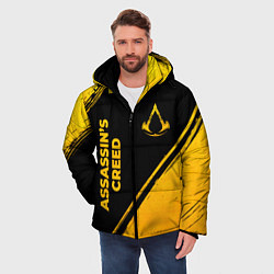 Куртка зимняя мужская Assassins Creed - gold gradient: надпись, символ, цвет: 3D-черный — фото 2