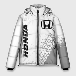Куртка зимняя мужская Honda speed на светлом фоне со следами шин: надпис, цвет: 3D-черный