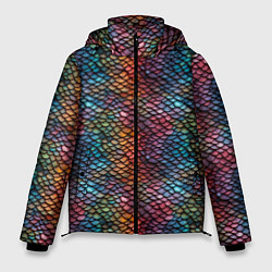 Куртка зимняя мужская Разноцветная чешуя дракона, цвет: 3D-красный