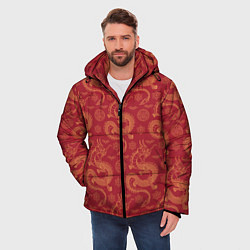 Куртка зимняя мужская Dragon red pattern, цвет: 3D-красный — фото 2