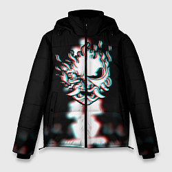 Куртка зимняя мужская Samurai glitch cyberpunk city, цвет: 3D-светло-серый