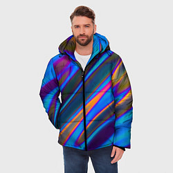 Куртка зимняя мужская Глитч галограмма радужная, цвет: 3D-светло-серый — фото 2