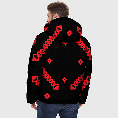 Мужская зимняя куртка Национальный - черный 2 / 3D-Красный – фото 4