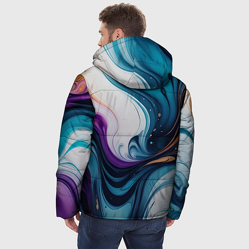 Мужская зимняя куртка Жидкий цветной узор - нейросеть / 3D-Светло-серый – фото 4