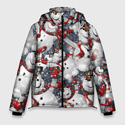 Куртка зимняя мужская Зимний паттерн со снеговиками, цвет: 3D-светло-серый