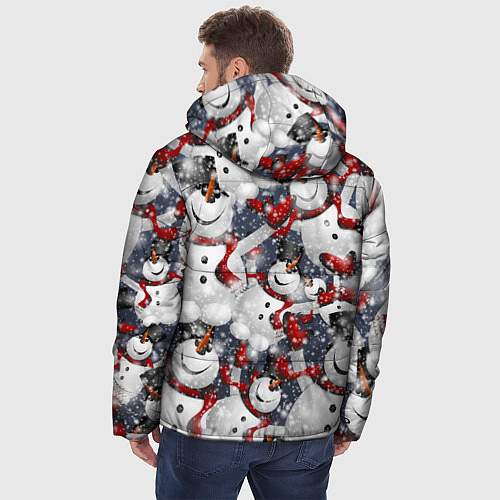 Мужская зимняя куртка Зимний паттерн со снеговиками / 3D-Красный – фото 4