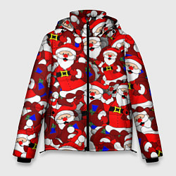 Куртка зимняя мужская Новогодний паттерн с дедами морозами, цвет: 3D-светло-серый
