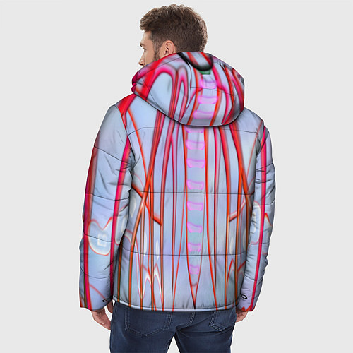 Мужская зимняя куртка Розовые прожилки / 3D-Красный – фото 4