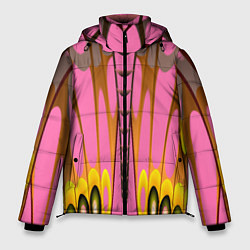 Куртка зимняя мужская Розовый бабочкин мотив, цвет: 3D-светло-серый