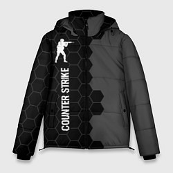 Мужская зимняя куртка Counter Strike glitch на темном фоне: по-вертикали