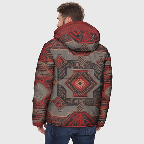 Мужская зимняя куртка Ковер в красных тонах / 3D-Красный – фото 4
