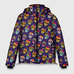 Куртка зимняя мужская Мексиканские черепа Калака, цвет: 3D-светло-серый