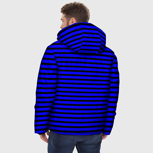 Мужская зимняя куртка Ультрамариновый в чёрную полоску / 3D-Светло-серый – фото 4