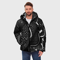 Куртка зимняя мужская Чёрно-белая орнамент, цвет: 3D-черный — фото 2