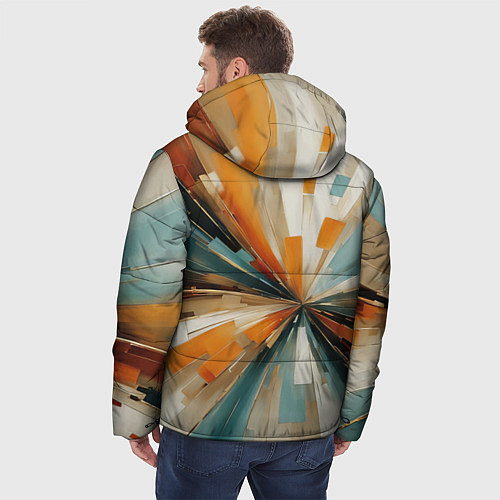 Мужская зимняя куртка Цветная абстракция - нейросеть / 3D-Светло-серый – фото 4