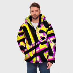 Куртка зимняя мужская Абстракция - лабиринт, цвет: 3D-красный — фото 2