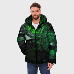 Куртка зимняя мужская Объемные зеленые абстракции, цвет: 3D-светло-серый — фото 2