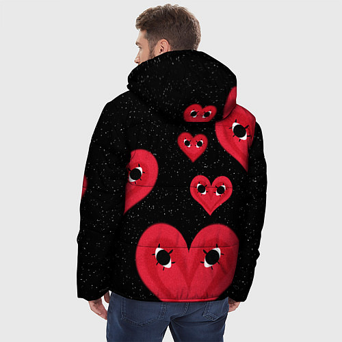 Мужская зимняя куртка Космические сердца / 3D-Светло-серый – фото 4