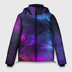Куртка зимняя мужская Бескрайний космос фиолетовый, цвет: 3D-светло-серый