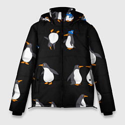Куртка зимняя мужская Веселая семья пингвинов, цвет: 3D-черный