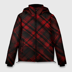 Куртка зимняя мужская Тёмно-красная шотландская клетка, цвет: 3D-красный