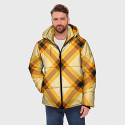 Куртка зимняя мужская Желтая шотландская клетка, цвет: 3D-светло-серый — фото 2