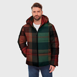 Куртка зимняя мужская Зелёно-красная шотландская клетка, цвет: 3D-черный — фото 2