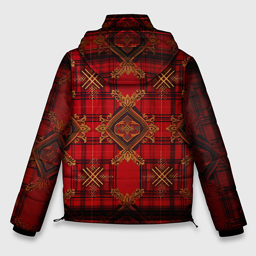Мужская зимняя куртка Красная шотландская клетка royal stewart / 3D-Светло-серый – фото 2