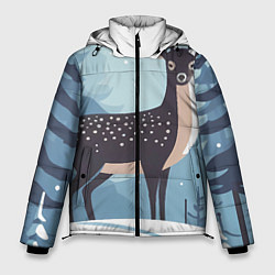 Куртка зимняя мужская Зимняя сказка олень в лесу, цвет: 3D-светло-серый