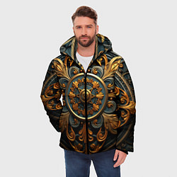 Куртка зимняя мужская Круглый орнамент в викингском стиле, цвет: 3D-светло-серый — фото 2