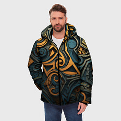 Куртка зимняя мужская Абстрактный узор в викингском стиле, цвет: 3D-светло-серый — фото 2
