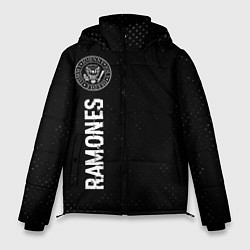 Мужская зимняя куртка Ramones glitch на темном фоне по-вертикали